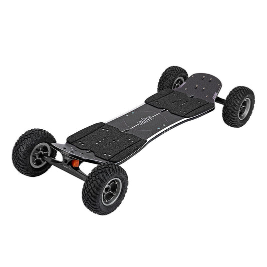 MBS AGENT EXPLORER mountainboard with ultra-wide 200x70 EXPLORER tires and RockStar Pro II XL hubs, designed for ultimate freeride performance.

