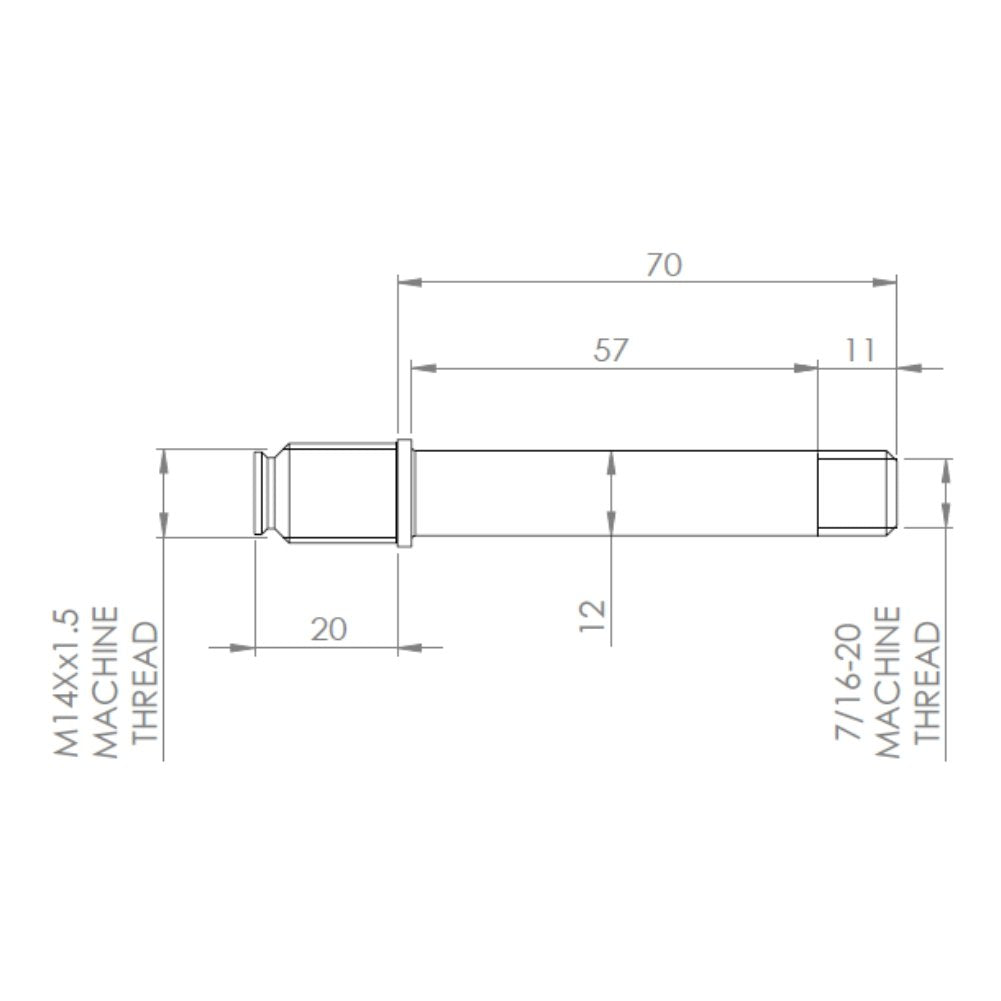 12342 - MBS Matrix III Axle - 12 x 70mm - Stainless - Includes Nut and Spacer (1)