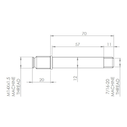 12342 - MBS Matrix III Axle - 12 x 70mm - Stainless - Includes Nut and Spacer (1)